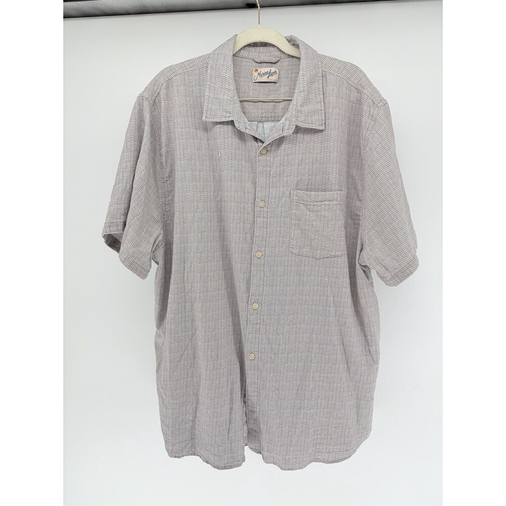 Marine Layer Stretch Selvage Button Up Shirt 2XL Purple & Blue Matchstick Print